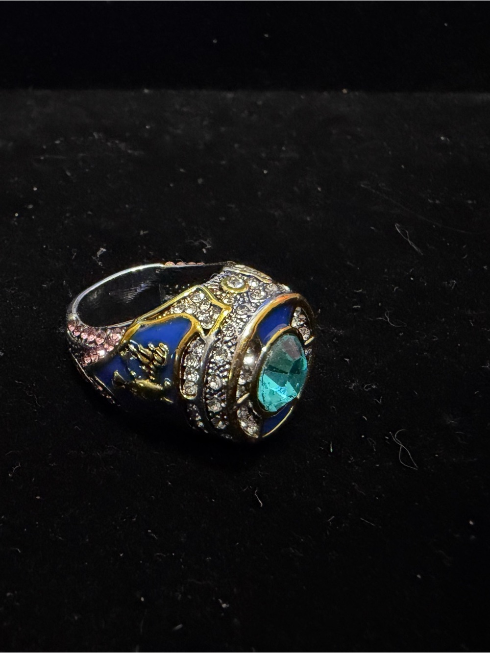 Blue and Teal Crystal Statement Ring Size 6.5- Women Jewelry Sku5